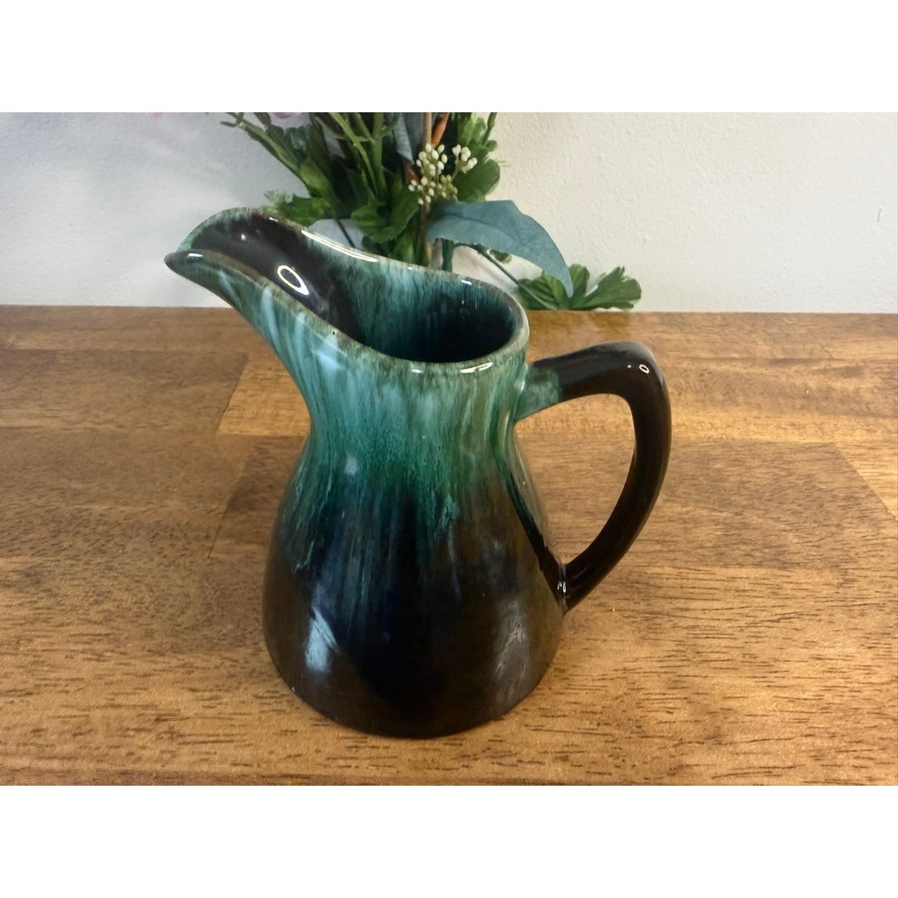 Blue Mountain Pottery Green Drip‎ Glaze Creamer Pitcher Canada Vintage Stoneware